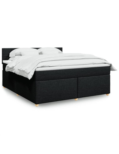 Giroletto a Molle con Materasso Nero 180x200 cm in Tessuto