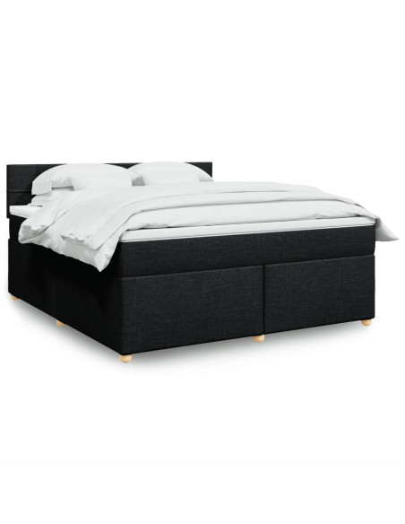 Giroletto a Molle con Materasso Nero 180x200 cm in Tessuto