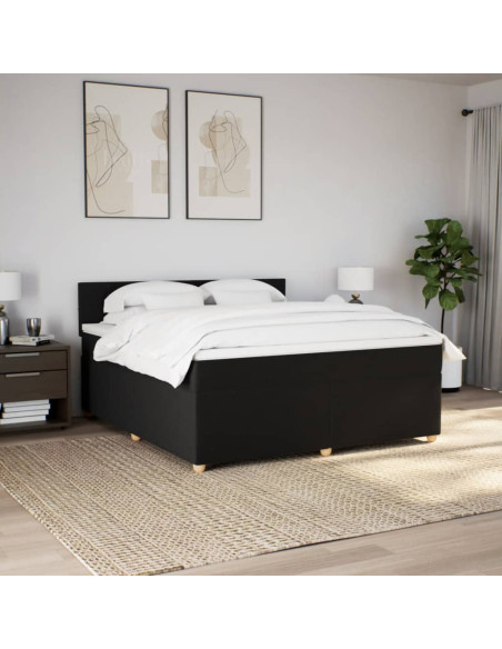 Giroletto a Molle con Materasso Nero 180x200 cm in Tessuto
