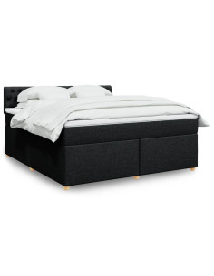 Giroletto a Molle con Materasso Nero 180x200 cm in Tessuto