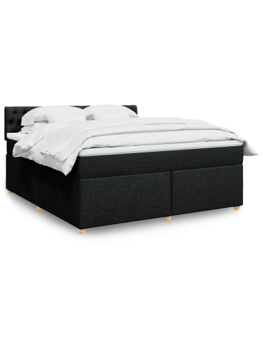 Giroletto a Molle con Materasso Nero 180x200 cm in Tessuto