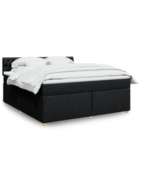 Giroletto a Molle con Materasso Nero 180x200 cm in Tessuto