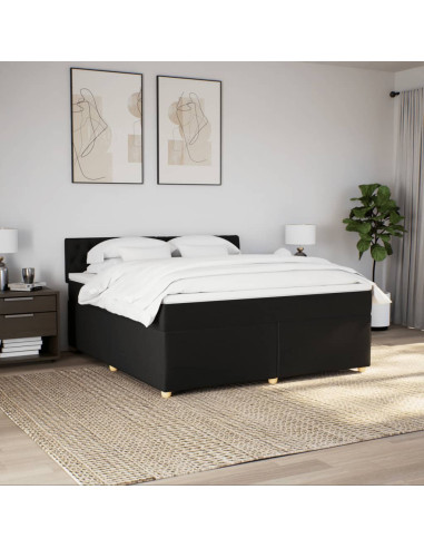Giroletto a Molle con Materasso Nero 180x200 cm in Tessuto