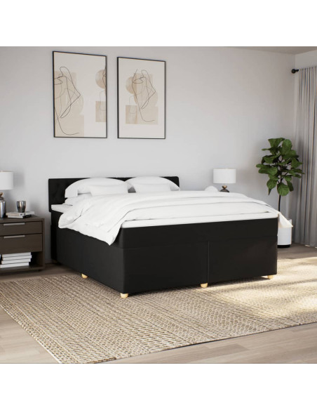 Giroletto a Molle con Materasso Nero 180x200 cm in Tessuto