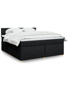 Giroletto a Molle con Materasso Nero 180x200 cm in Tessuto
