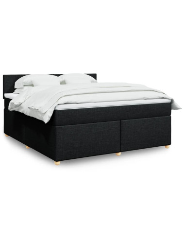 Giroletto a Molle con Materasso Nero 180x200 cm in Tessuto