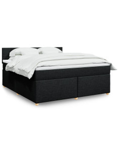 Giroletto a Molle con Materasso Nero 180x200 cm in Tessuto