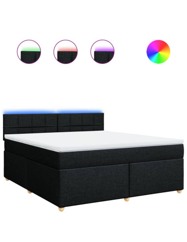 Giroletto a Molle con Materasso Nero 180x200 cm in Tessuto