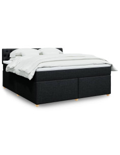 Giroletto a Molle con Materasso Nero 180x200 cm in Tessuto