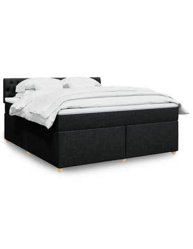Giroletto a Molle con Materasso Nero 180x200 cm in Tessuto