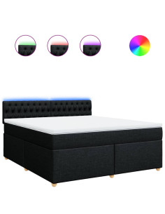 Giroletto a Molle con Materasso Nero 180x200 cm in Tessuto 2