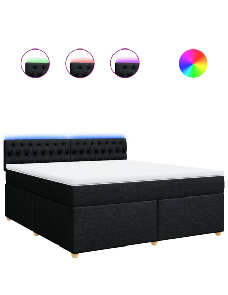 Giroletto a Molle con Materasso Nero 180x200 cm in Tessuto