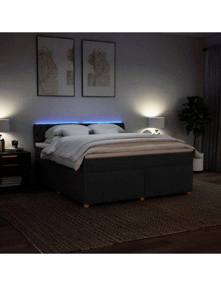 Giroletto a Molle con Materasso Nero 180x200 cm in Tessuto