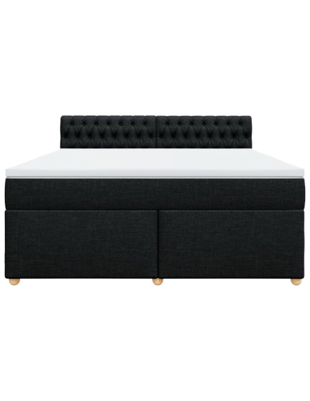 Giroletto a Molle con Materasso Nero 180x200 cm in Tessuto