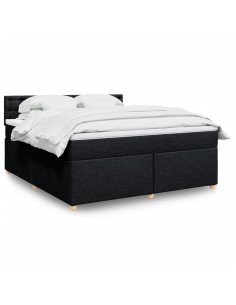 Giroletto a Molle con Materasso Nero 180x200 cm in Tessuto