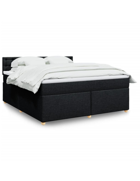 Giroletto a Molle con Materasso Nero 180x200 cm in Tessuto