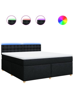 Giroletto a Molle con Materasso Nero 180x200 cm in Tessuto 2