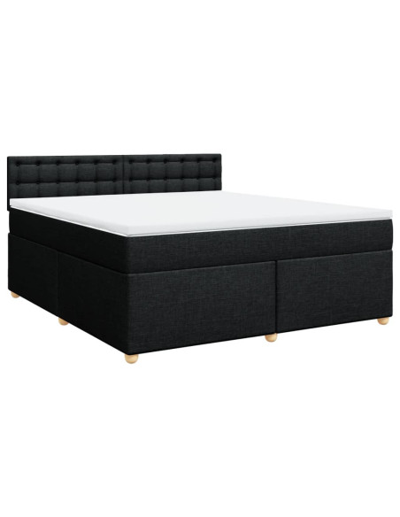 Giroletto a Molle con Materasso Nero 180x200 cm in Tessuto