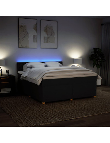 Giroletto a Molle con Materasso Nero 180x200 cm in Tessuto