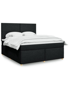 Giroletto a Molle con Materasso Nero 180x200 cm in Tessuto