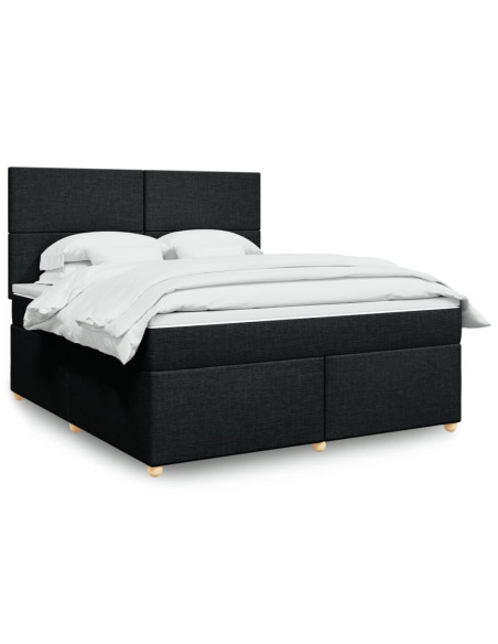 Giroletto a Molle con Materasso Nero 180x200 cm in Tessuto