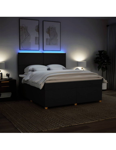 Giroletto a Molle con Materasso Nero 180x200 cm in Tessuto