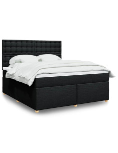 Giroletto a Molle con Materasso Nero 180x200 cm in Tessuto