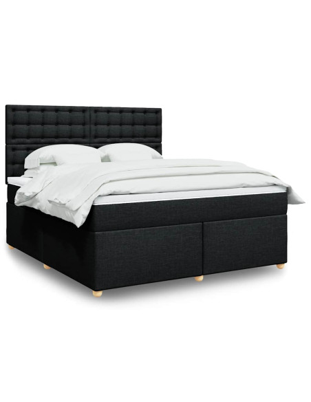 Giroletto a Molle con Materasso Nero 180x200 cm in Tessuto