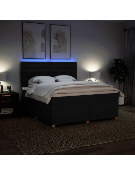 Giroletto a Molle con Materasso Nero 180x200 cm in Tessuto