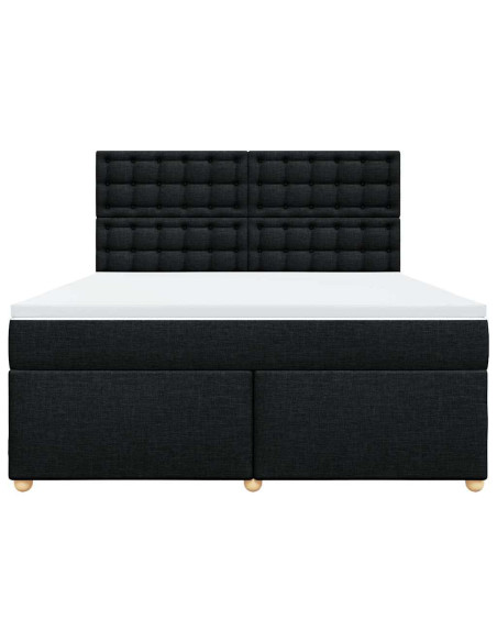 Giroletto a Molle con Materasso Nero 180x200 cm in Tessuto