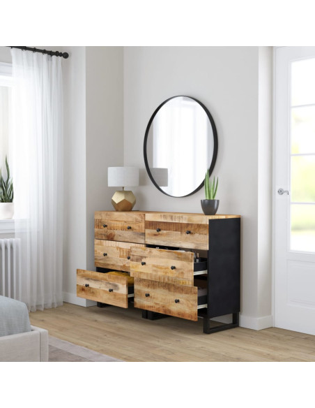 Credenze 2 pz 60x33x75 cm in Legno di Mango Grezzo