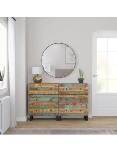 Credenze 2pz 60x33x75 cm in Legno Massello di Recupero