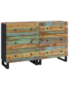 Credenze 2pz 60x33x75 cm in Legno Massello di Recupero 2