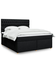 Giroletto a Molle con Materasso Nero 180x200 cm in Tessuto