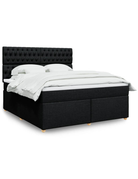 Giroletto a Molle con Materasso Nero 180x200 cm in Tessuto