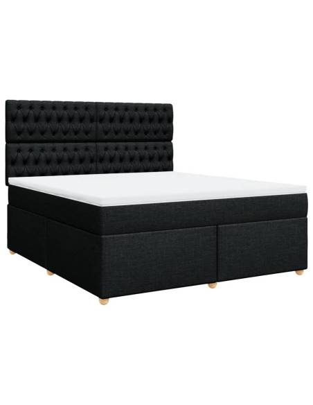 Giroletto a Molle con Materasso Nero 180x200 cm in Tessuto