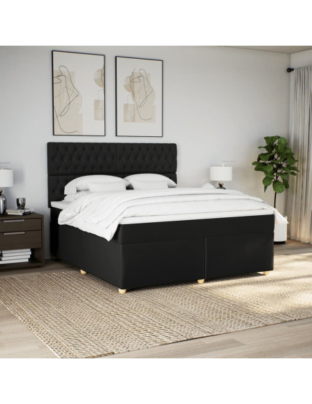 Giroletto a Molle con Materasso Nero 180x200 cm in Tessuto