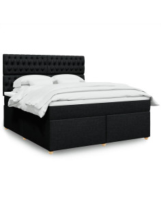 Giroletto a Molle con Materasso Nero 180x200 cm in Tessuto
