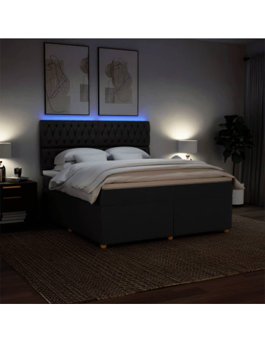 Giroletto a Molle con Materasso Nero 180x200 cm in Tessuto