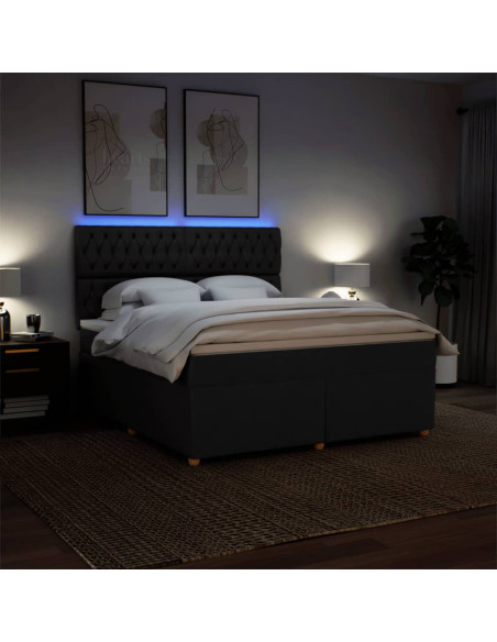 Giroletto a Molle con Materasso Nero 180x200 cm in Tessuto