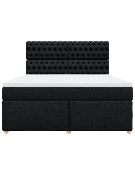 Giroletto a Molle con Materasso Nero 180x200 cm in Tessuto