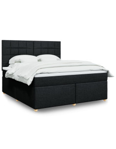 Giroletto a Molle con Materasso Nero 180x200 cm in Tessuto