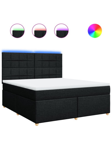 Giroletto a Molle con Materasso Nero 180x200 cm in Tessuto