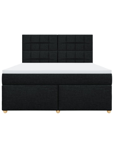 Giroletto a Molle con Materasso Nero 180x200 cm in Tessuto