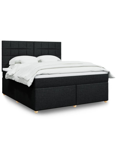 Giroletto a Molle con Materasso Nero 180x200 cm in Tessuto