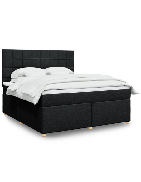 Giroletto a Molle con Materasso Nero 180x200 cm in Tessuto