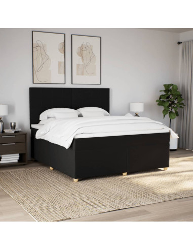 Giroletto a Molle con Materasso Nero 180x200 cm in Tessuto