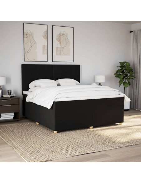 Giroletto a Molle con Materasso Nero 180x200 cm in Tessuto