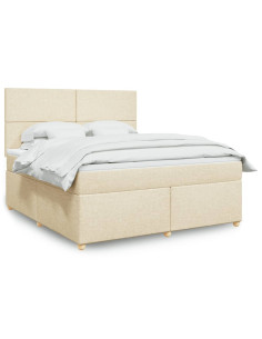 Giroletto a Molle con Materasso Crema 180x200 cm in Tessuto