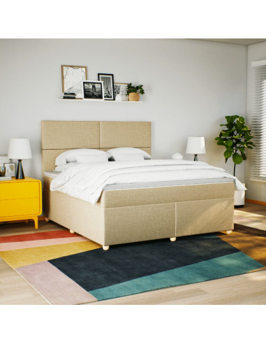 Giroletto a Molle con Materasso Crema 180x200 cm in Tessuto